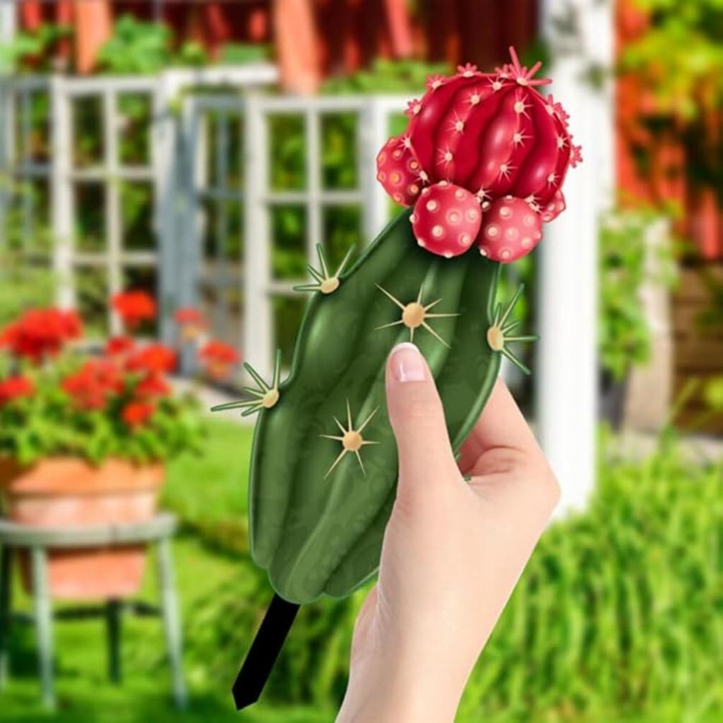 Cactus Garden Stake Acrylic Cactus Yard Art Outdoor Cactus Statue Sculpture Ornament for Garden Lawn Ground Yard Decorations