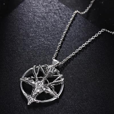 Vintage Pan Tanrı Kafatası Kolye Erkek Moda Pentagram Keçi Başı Kolye Zinciri Unisex Şans Alaşım Gotik Kolye Takı