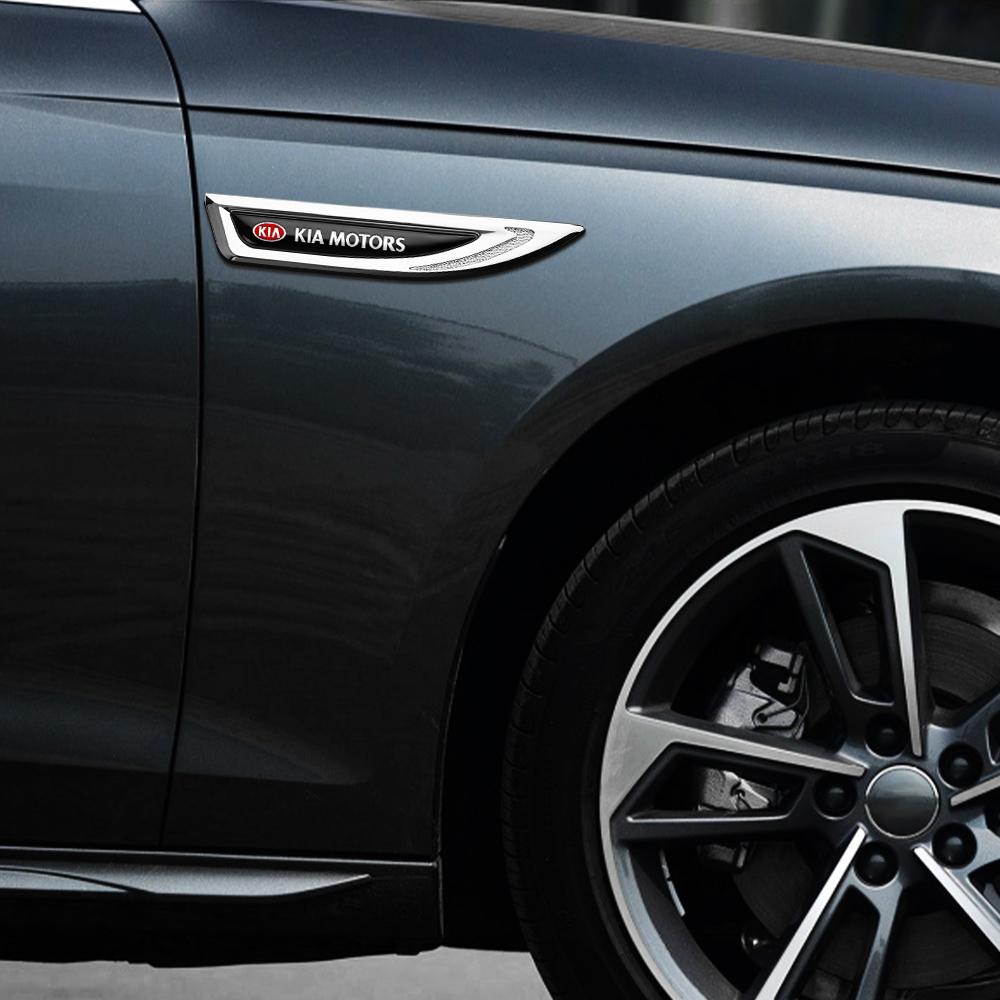 2026 Hot Car Sticker 2Pcs Car Styling Side Door Body Fender Knife Badge Metal Stickers Decoration For Kia Sportage 3 Rio K2 Ceed