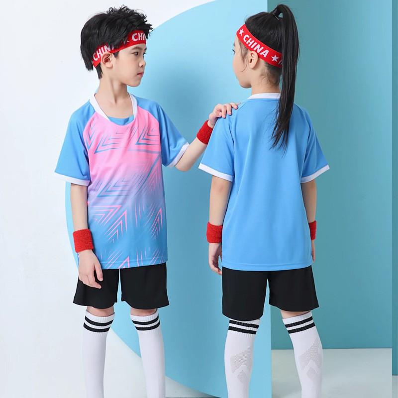 Kids Soccer Jersey Set Short Sleeve Team Uniform Boys Girls Kindergarten School Sports Performance