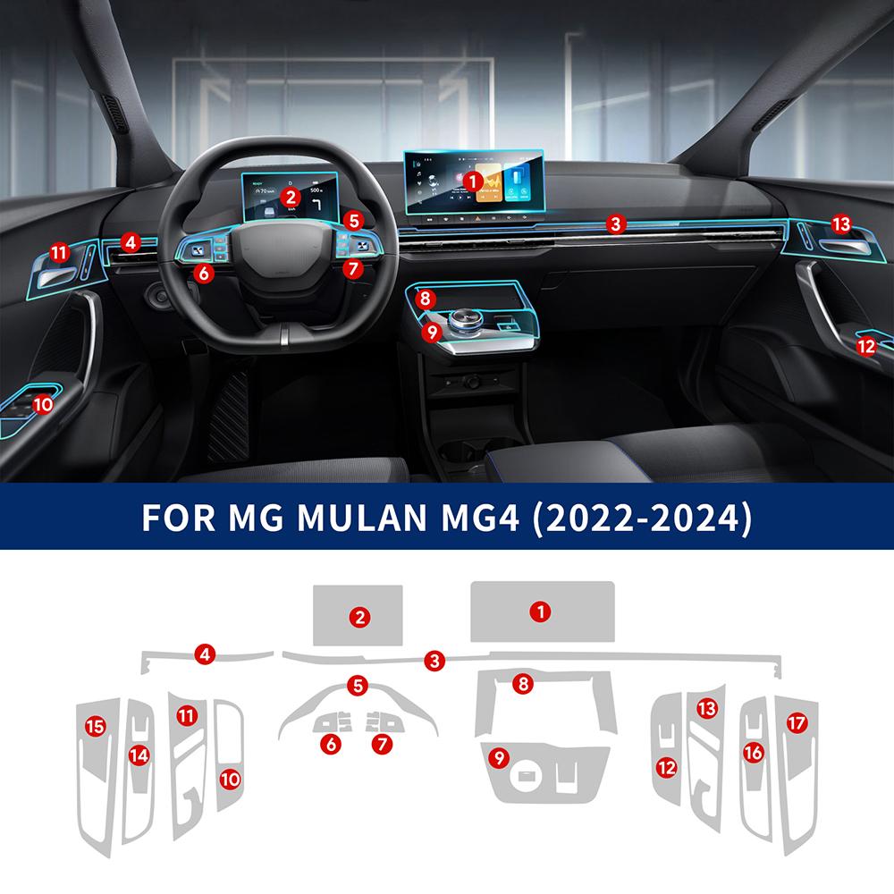 TPU For MG Mulan MG4 2022 2023 2024 2025 2026 Car Dashboard Navigation Automotive Screen Protection Film Anti-Scratch Sticker tcl6