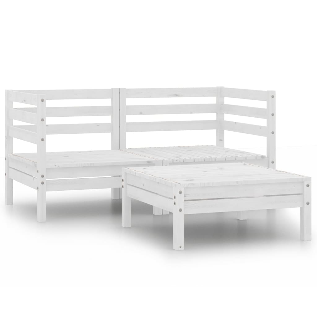 Vidaxl 3-Cz. White Pine Garden Lounge Furniture Set