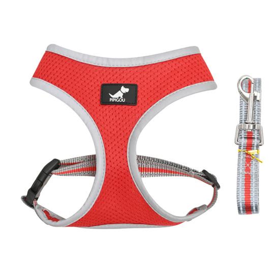 

Шлейка для собак с тяговым тросом предотвращает разрыв дышащей светоотражающей сетки красный