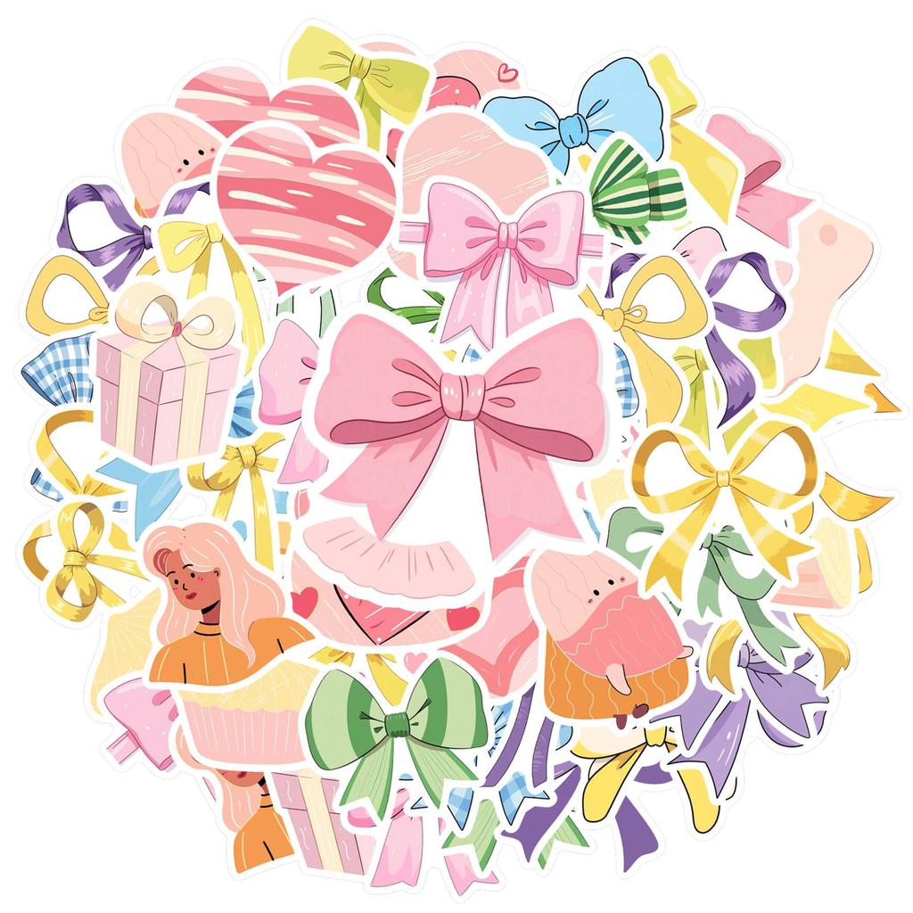 35pcs-50pcs Cartoon Hearts Stickers Whimsical Cupcakes Teacher Reward Stickers Sticker Pack For Suitcase Fridge Phone Luggage