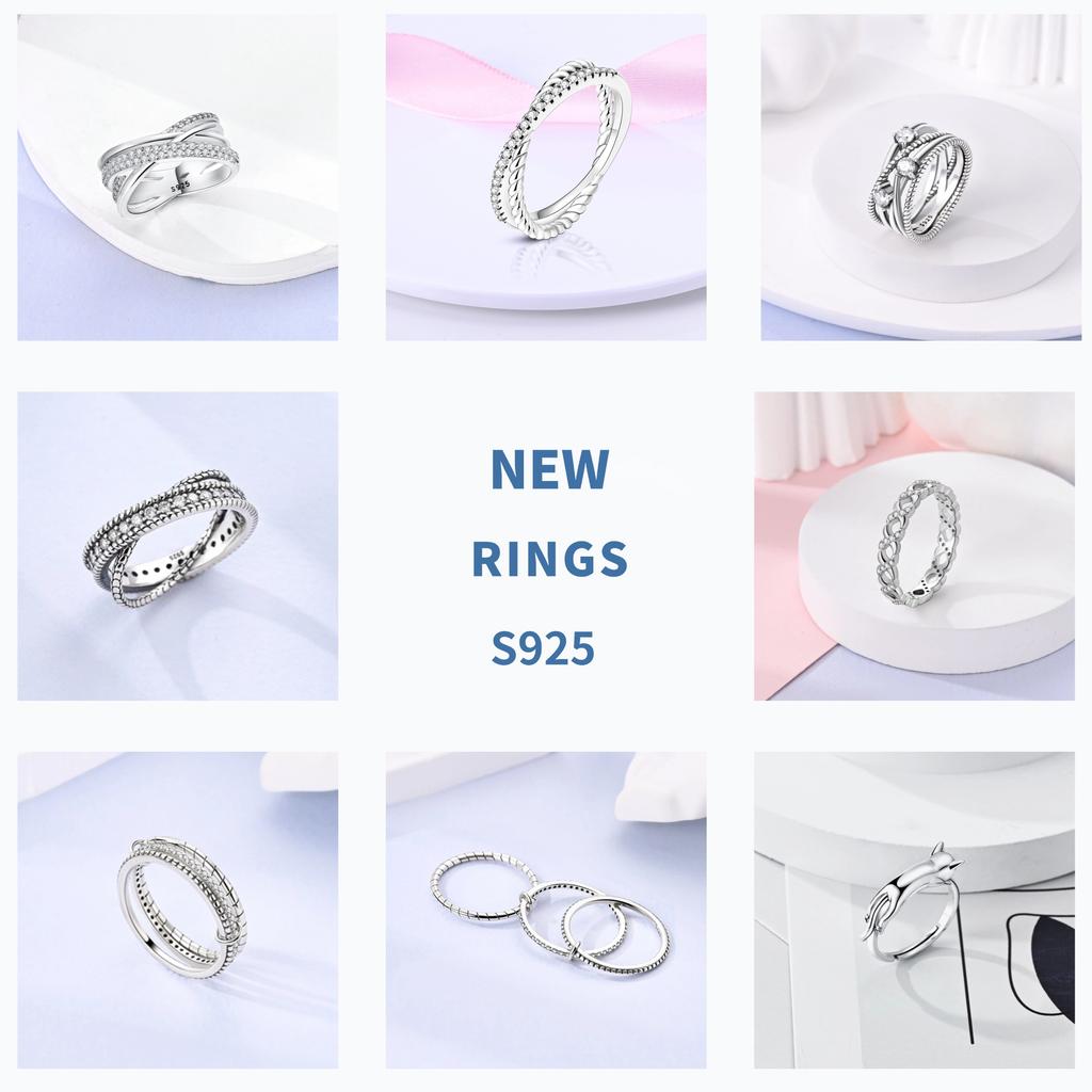 NEW Fashion 925 Silver Simple Infinity Finger Ring For Women Sparkling Twisted Stackable Rings Popular Anillo Engagement Jewelry