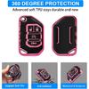 QBUC For Jeep Key Fob Cover With Keychain Compatible With Jeep Wrangler JLU JL Gladiator Rubicon JT Car Flip Key (Pink)