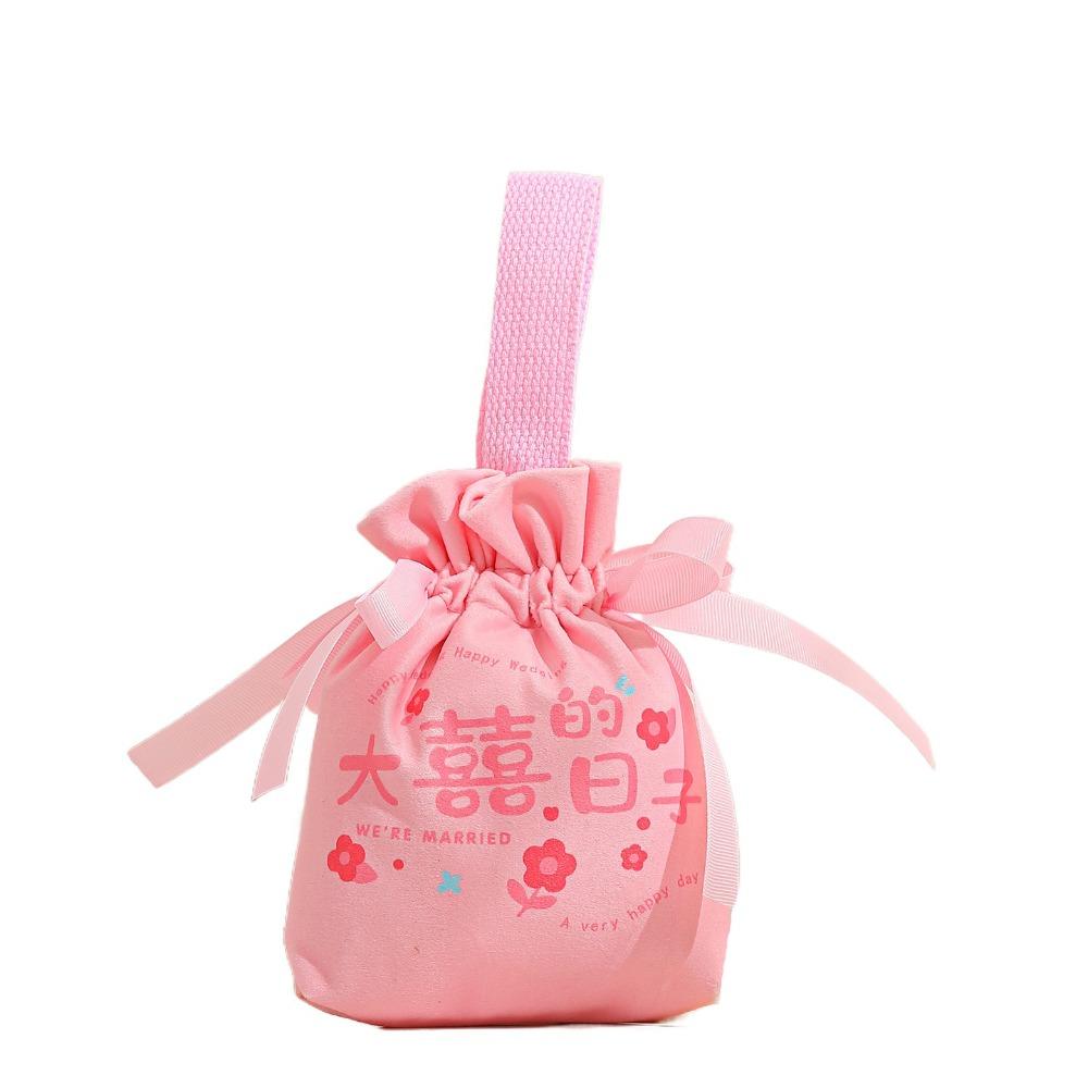 Traditional Canvas Wedding Candy Bag Tassels Drawstring New Year Gifts Bag Spring Festival Flower Chinese Style Handbag Party
