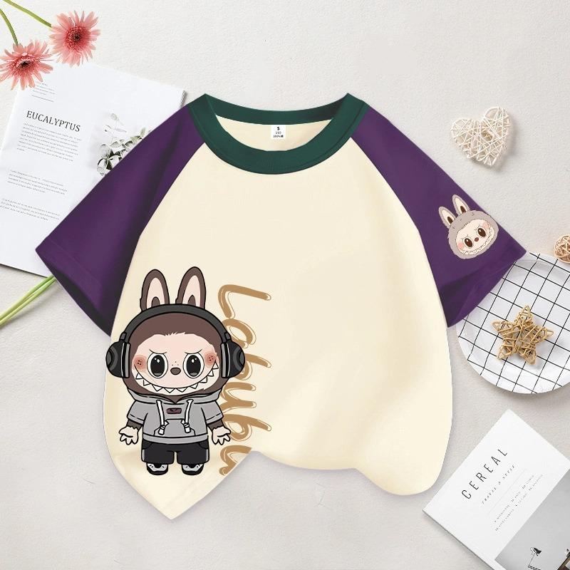 Kreslená grafika Dětská Dámská LABUBU Potištěné Tričko Léto Dámská Móda Dívčí Tričko s Krátkým Rukávem Top Pulovr Oblečení