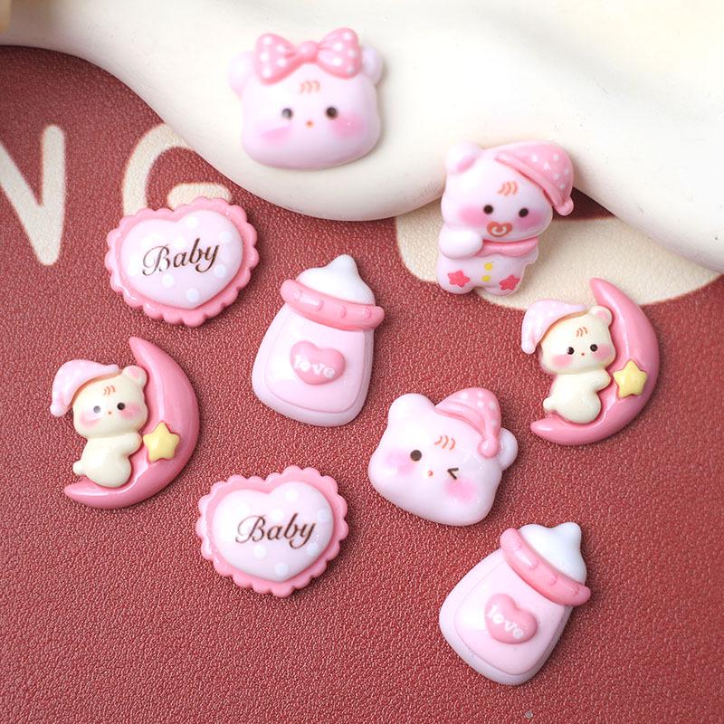 DIY Pink Bear Resin Accessories - Cute Cartoon Hair Decorations