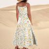 Women's Casual V Neck Floral Print Sleeveless Pocket Suspender Dress