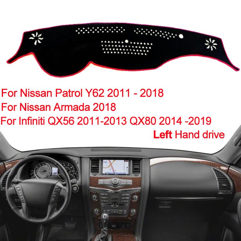 Car Dashboard Cover For Nissan Patrol Y62 2011-2018 Armada 2018 For Infiniti QX56 2011-2013 QX80 2014 -2019 DashBoard Sun Shade
