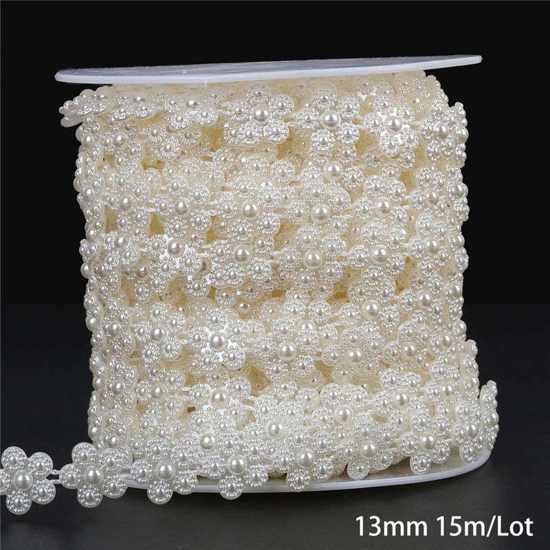 Multi-Size ABS Imitation Pearl Beads Chain Trim for DIY Wedding Dress Costume Applique Craft Accessories