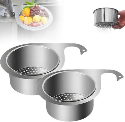Kitchen Sink Dedicated Drain Basket Stainless Steel Hanging Drain Rack Dry Wet Separation Hook Garbage Filter Basket