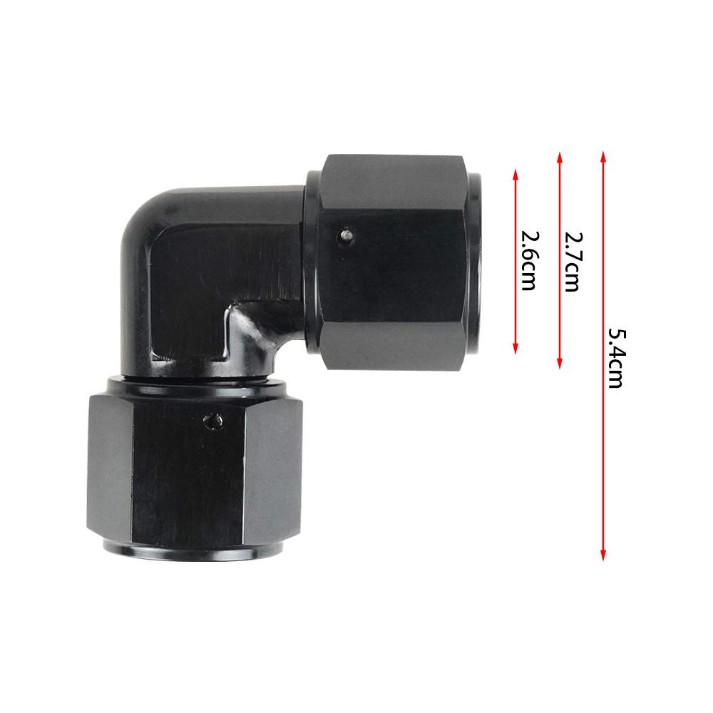 AN10 Female to AN10 Female 90 Degree Swivel Coupler Union Fuel Line Hose Adapter Fittings AN4/AN6/AN8 Aluminum Anodized Black