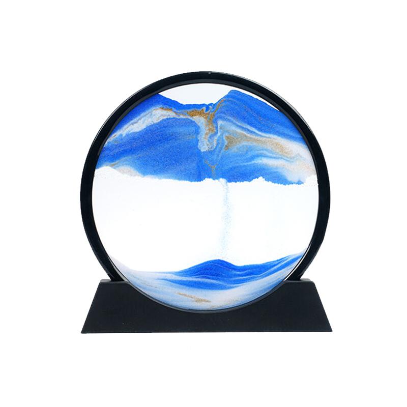 

Office Home Decor 3D Extract Hourglass Quicksand Moving Sand Art Picture Round Glass Deep Sea Sandscape Craft Flowing Painting синий