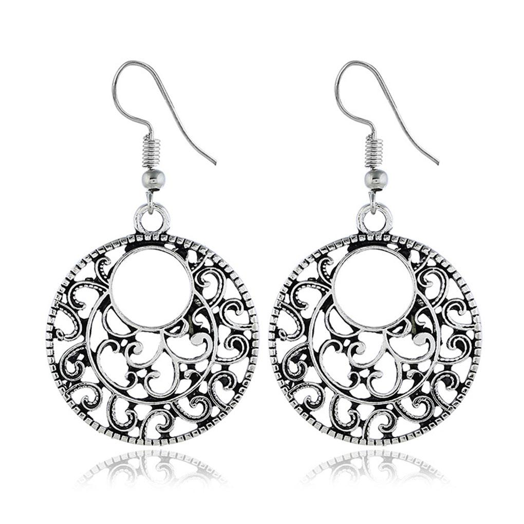 

1 пара женских серег в богемном винтажном стиле, этнические серьги с полым цветочным узором, пляжные аксессуары на День святого Валентина