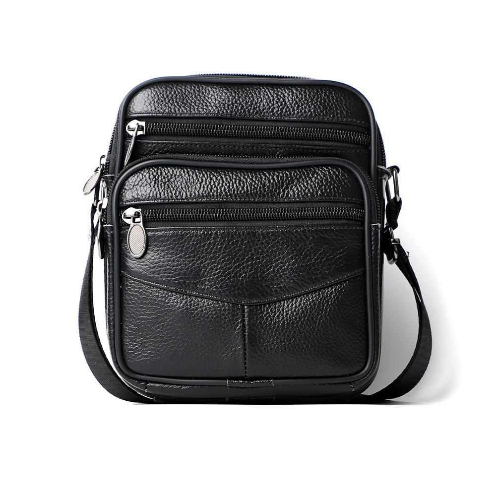 Cowhide Leather Men's Shoulder Bags Husband Small Crossbody Messenger Bag Leather Man Zipper Designer Party Bags Gift