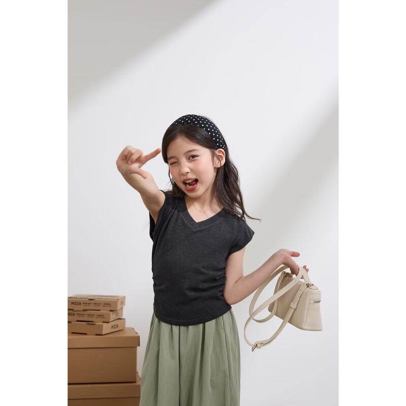Girls' Slim Fit V-neck Flutter Sleeve T-shirt