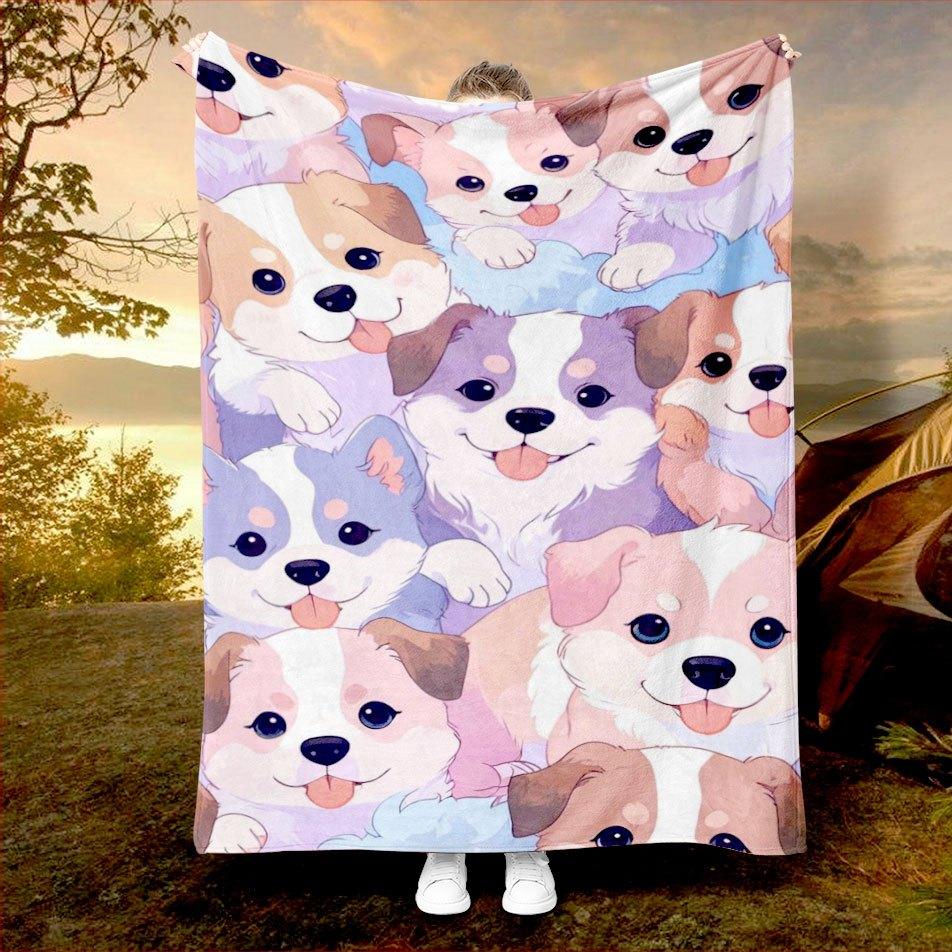 Welpenliebe Print Decke Wendbare Flanelldecke für Hundeliebhaber Ganzjahreskomfort Flauschiger Freund Geschenk