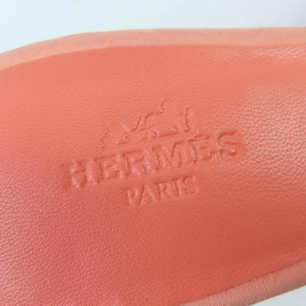 Excellent HERMES Mule Oasis Suede leather sandals with jewels Orange series 37 Used