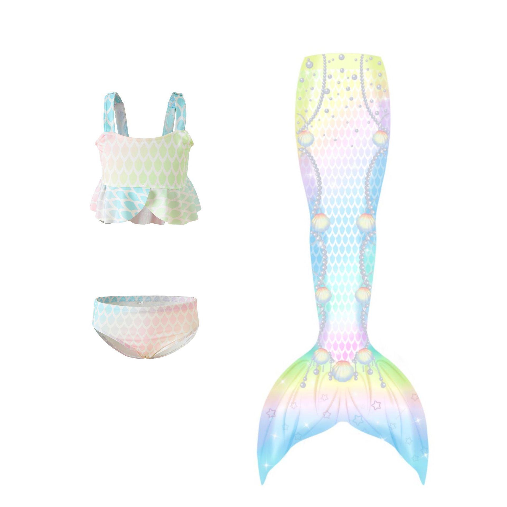 Children s Mermaid Three-Piece Swimsuit Set - Princess Bikini Performance Costume Size 110 шорт
