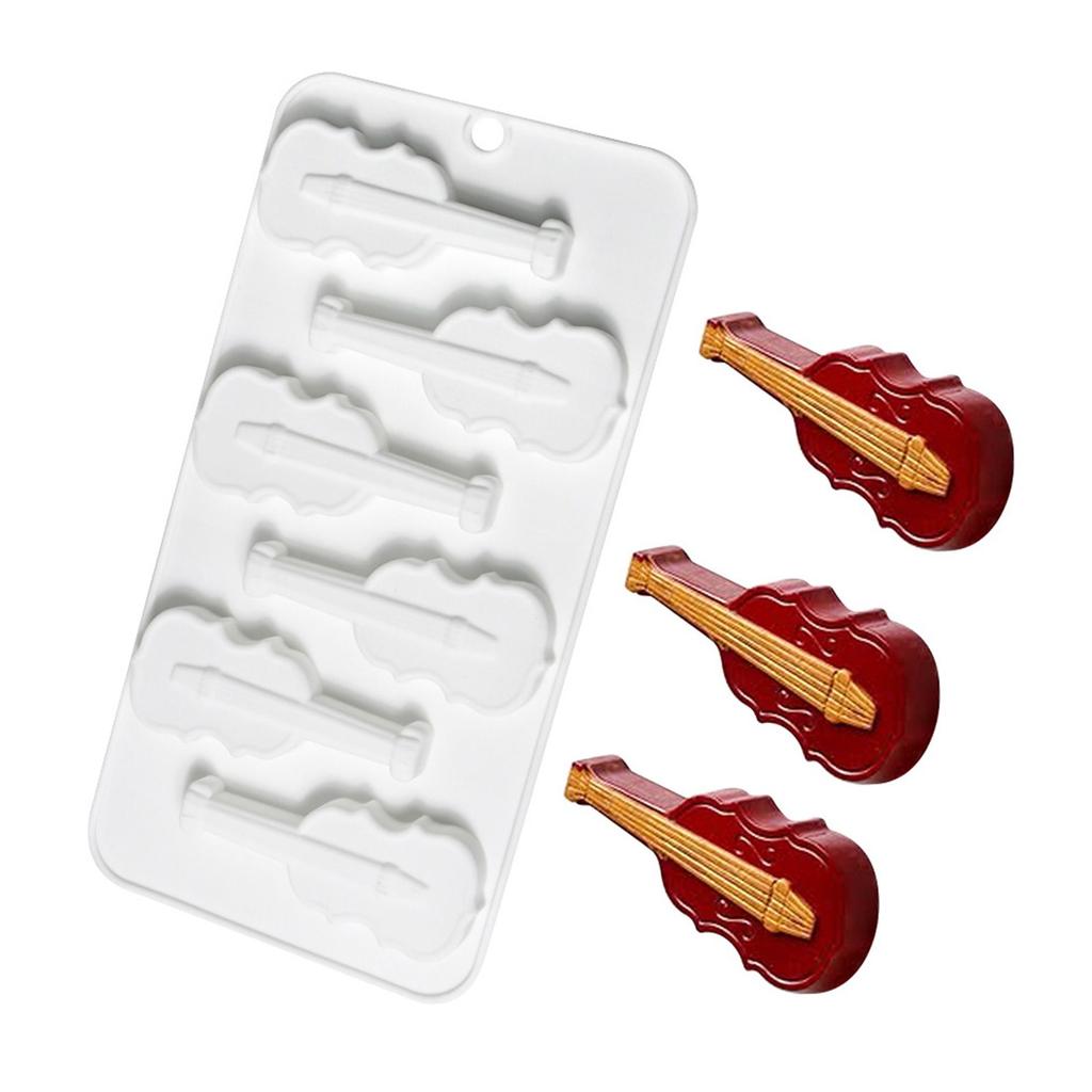6 Holes Violin Silicone Dessert Mould Puddings Chocolate Mousse Mold Portable Cake Decorating Tool Kitchen Accessories