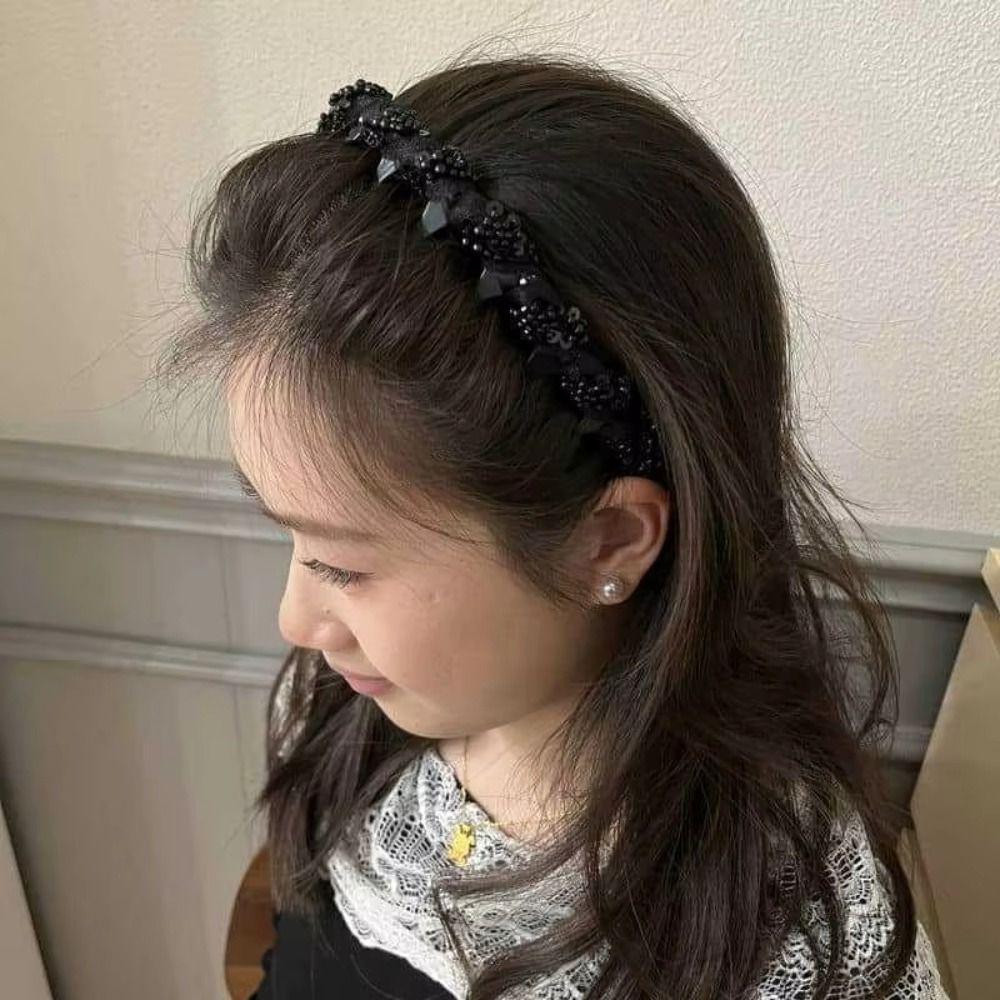 Korean Style Wave Headband with Beaded Fluffy Non-slip Hair Hoop  Girl/Women