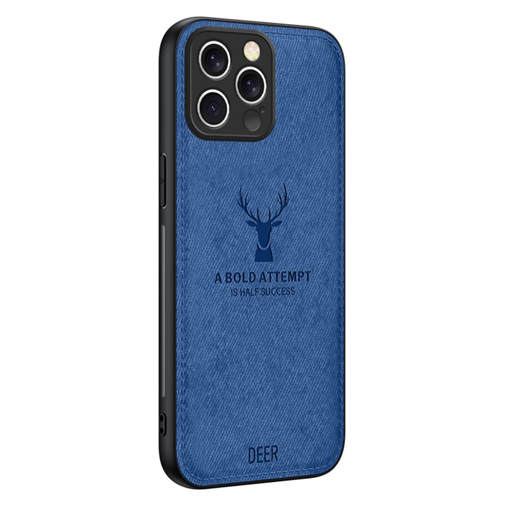 For iPhone 16 Pro Case Deer Pattern Cloth Texture PU Leather Hybrid Phone Cover