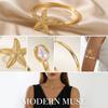 Mermaidcore Starfish Upper Arm Cuff Bracelet Gold Color Pearl Charm Armlet Bangle Summer Ocean Beach Jewelry for Women Girls