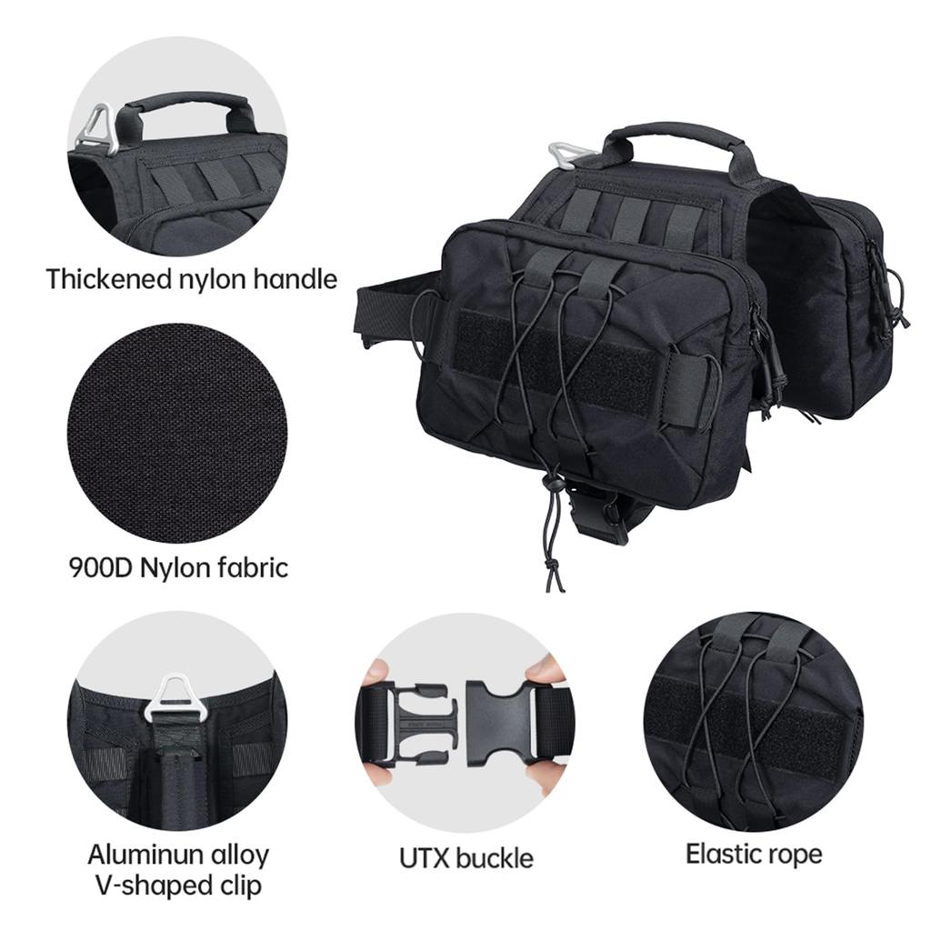 EXCELLENT ELITE SPANKER Saddle Backpack Hiking Backpack Training Equipment Service Dogs Hunting Dog Backpack with 2 Side Pockets for Medium Large Dogs