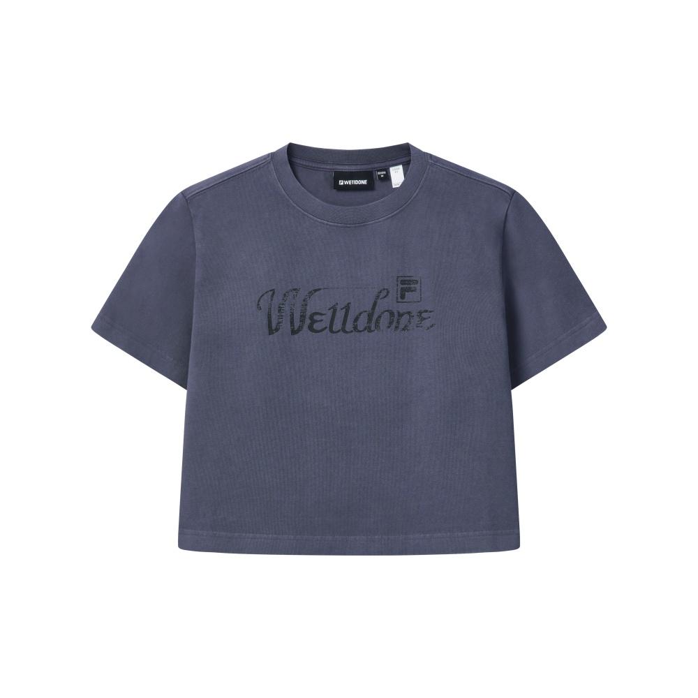 FILA × WE11DONE Letter Print Short Sleeve T-Shirt Women tops F11W626108F-GY L