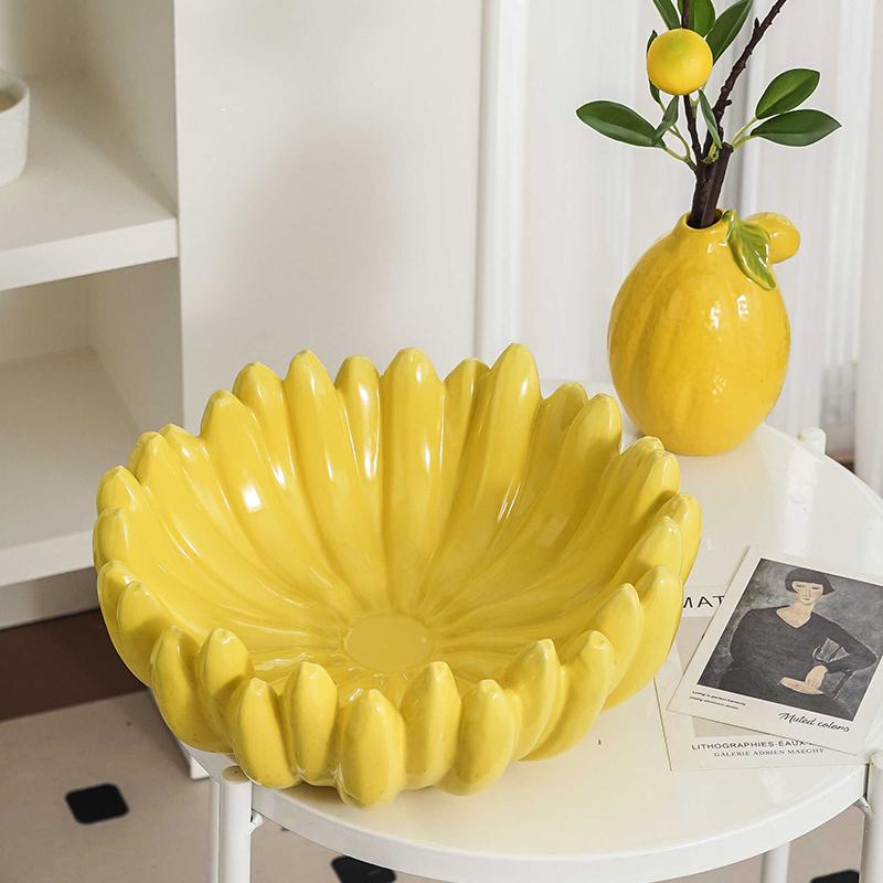 Creative Ceramic Fruit Plate High-End Dining Table Snack Dish Living Room Decorative Ornament for Coffee Table