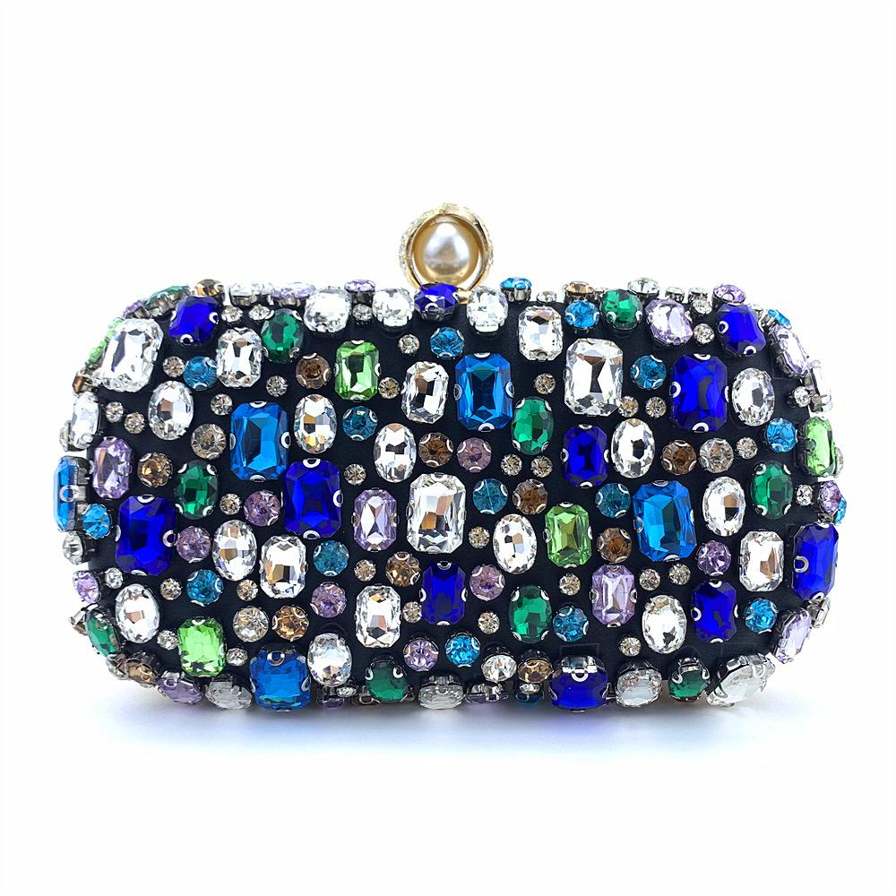 

Full diamond-encrusted diamond dinner bag, women s clutch bag, premium box bag. чёрный