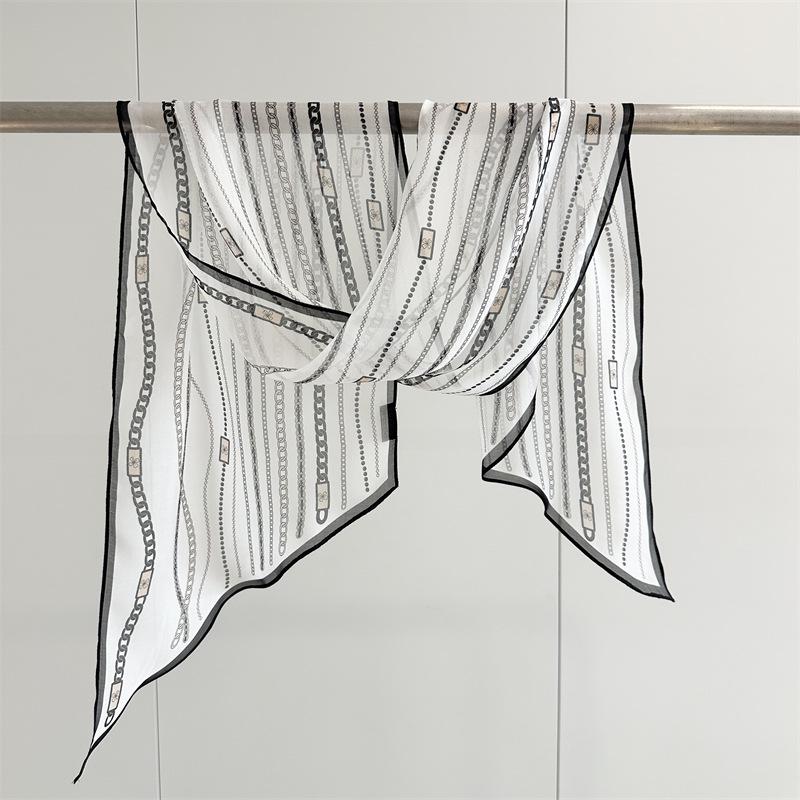 Hepburn-Style Mulberry Silk Polka Dot Georgette Scarf - Retro Angled Design for Women