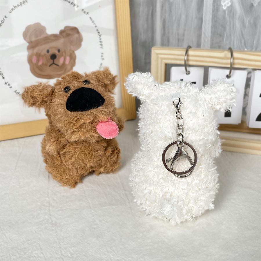 Pulling Thread Puppy Doll Plush Pendant Cute Pull Rope Retracted Tongue Dog Doll School Bag Pendant Birthday Gift
