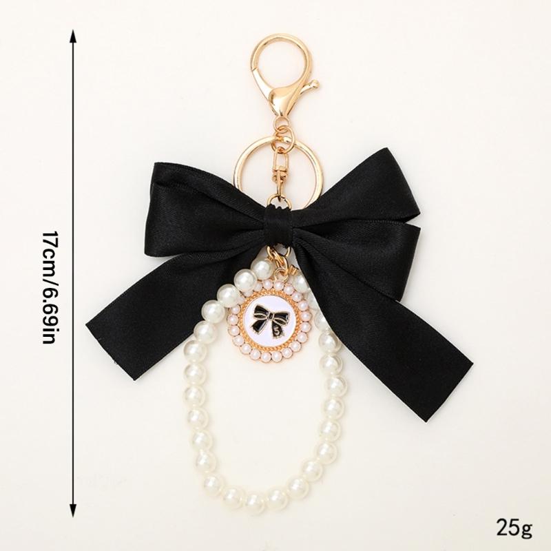 Cute Pearls Butterfly Bows Hanging Ornament For Bags Stylish Black Accessory Bag Charm Pendant Enhancing Your Look