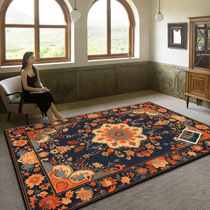 Persian Luxury Living Room Carpet Boho Non-slip Decoration Sofa Large Rugs Bedroom Bedside Foldable Tatami Floor Mat Washable