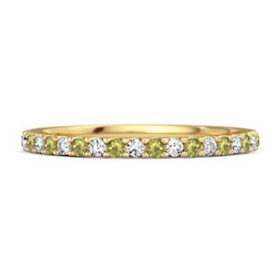Peridot Eternity Band Ring - 925 Sterling Silver Gold Vermeil