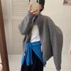 Autumn and winter new wear long-sleeved zipper knitted cardigan top women's small solid color lazy sweater jacket