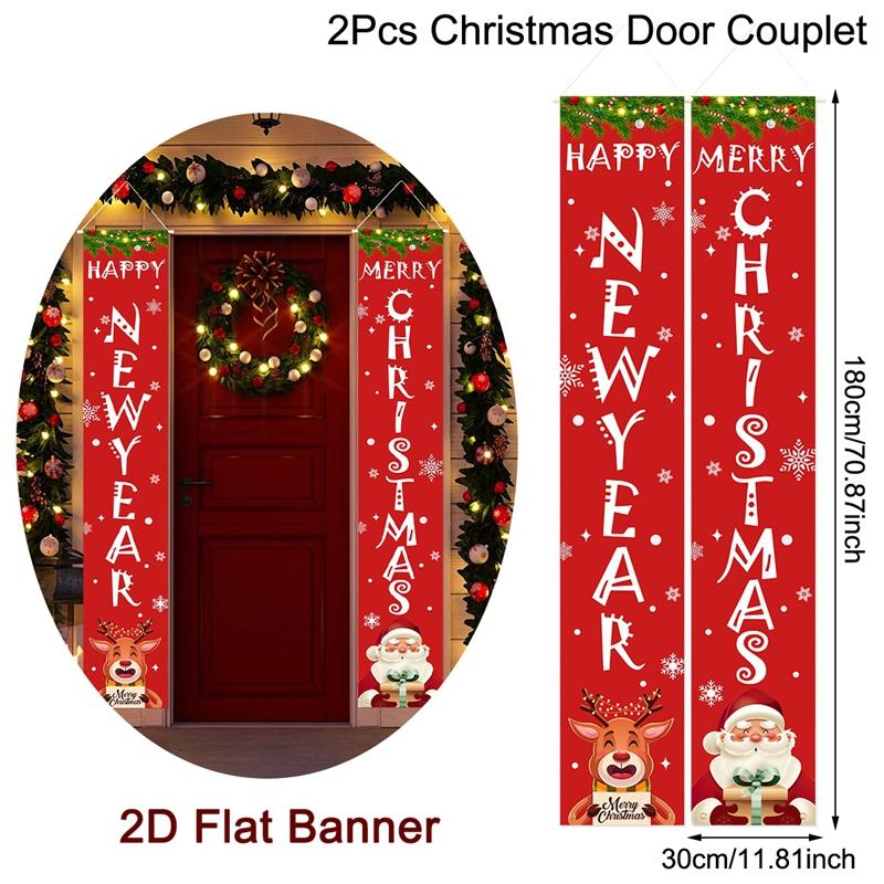 2026 Christmas Door Banner, Santa Snowman Wall Decals, Merry Xmas Home Decor, New Year Gift, Navidad Natal Holiday Couplet