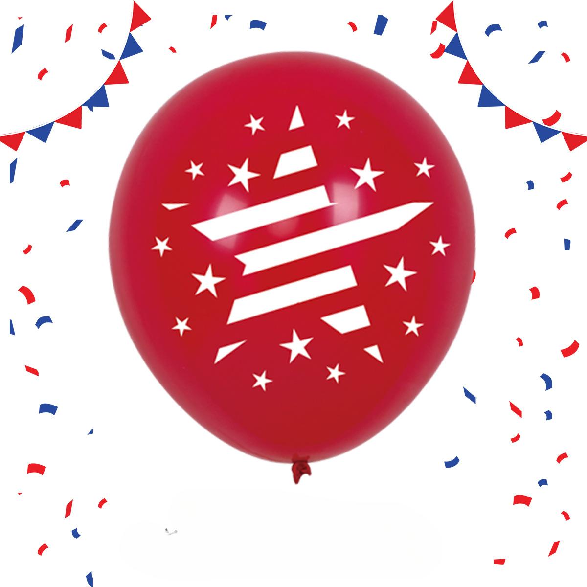 

50 шт. напечатанных воздушных шаров на День независимости, праздничная вечеринка, праздничная сцена, атмосфера, украшение, украшение, 12-дюймовый напечатанный воздушный шар 50pcs&12INCH красный