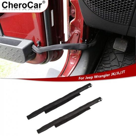 2x Прочный ограничительный ремень для двери для 2007- Jeep Wrangler JK JL JT Черный