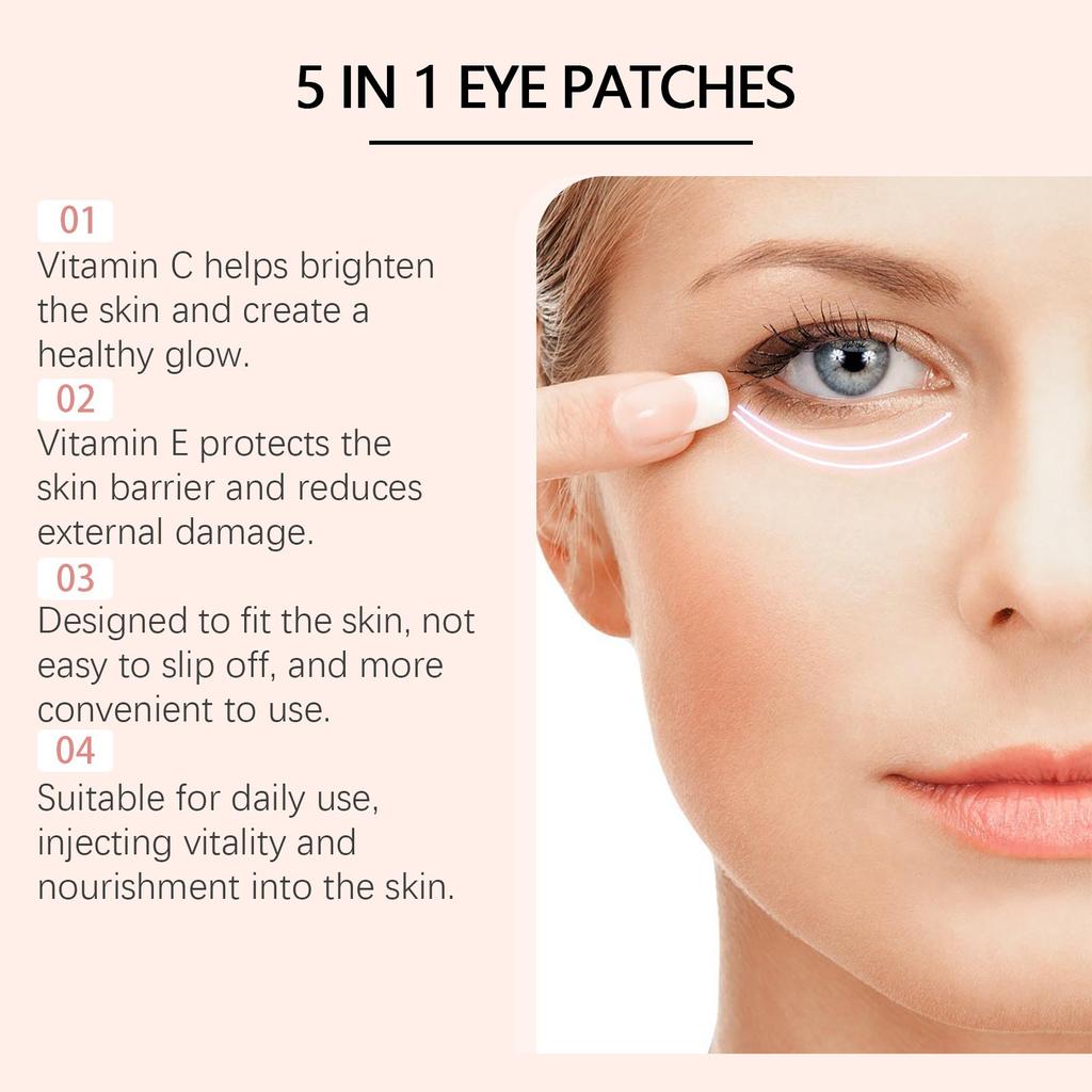 Eye Patches - 5 In 1 Under Eye Mask Hyaluronic & Collagen,Under Eye Face Mask,Dark Circles And Puffy Eyes, Undereye Bags,Beauty & Personal (1ml)