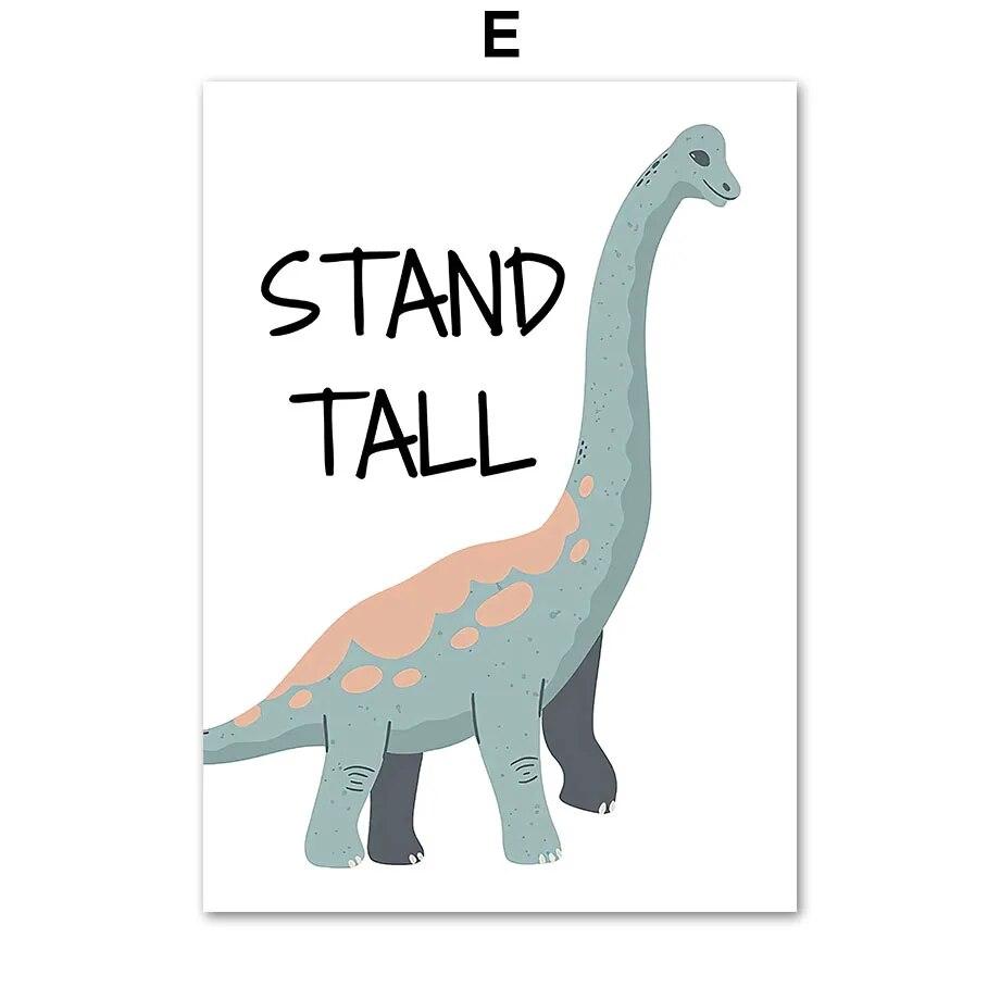 Brachiosaurus T-Rex Jurassic Dinosaur Rainbow Sun Wall Art Canvas Prints Painting Education Posters Pictures Boy Kids Room Decor