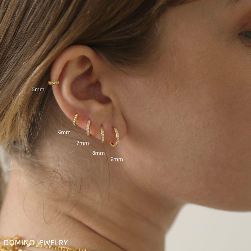 

Fashion Minimalist Twin S925 Sterling Silver Ear Bone Ring Diamond in the Debris Light Gold [5Mm/Pair]