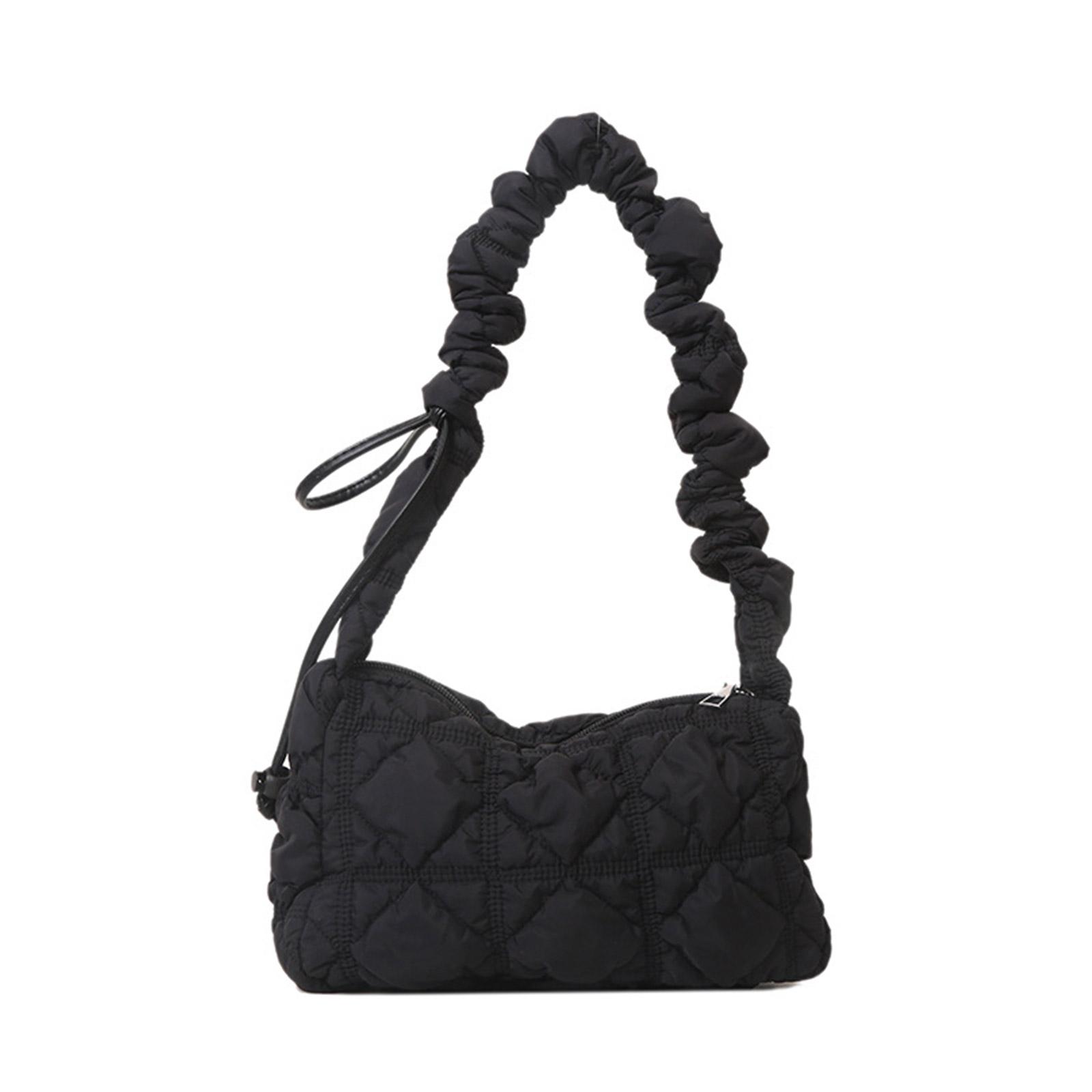 Pleated Crossbody Bag Purse Shoulder Bag Handbag Purse Quilted Crossbody Shoulder Bag Adjustable Drawstring Belt