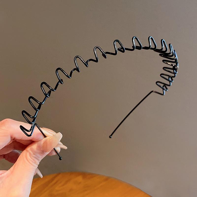 Unisex Black Non-Slip Invisible Sports Headband - Simple Korean Style Wave Hairpin Accessory