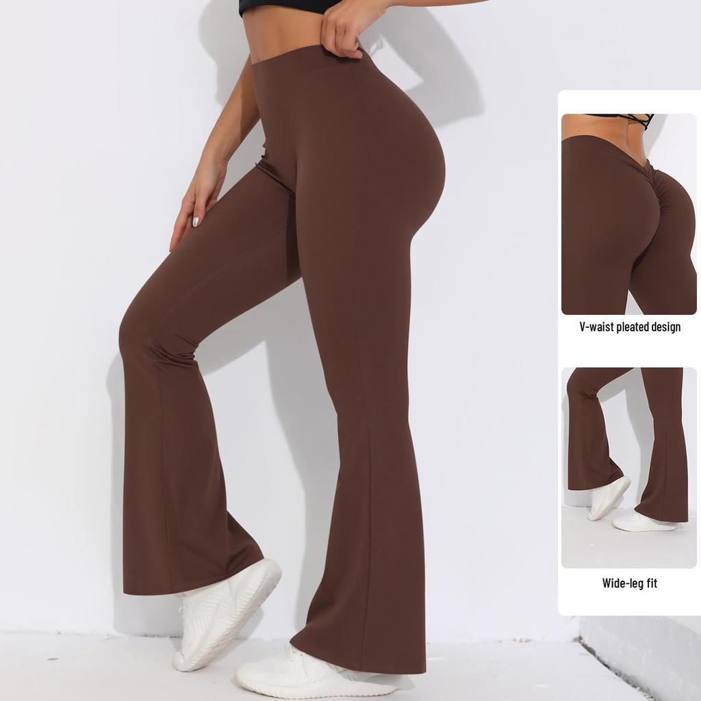 Solid Color V-Waist High-Waisted Loose Cropped Yoga Leggings