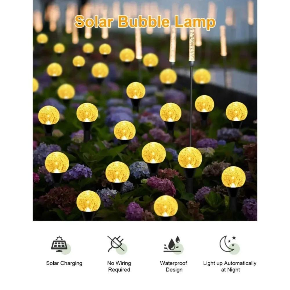Solar-Powered RGB LED String Lights with 8 Modes15/20/30LED Bubble Ball Ground Lights for Garden Yard Pathway Wedding Decor