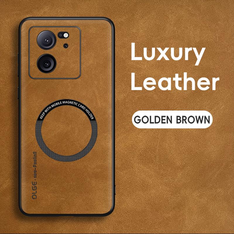 For Xiao 13T 13T Pro Fine Hole Sheepskin Magnetic TPU Soft Edge Anti-Drop Anti Fingerprint Phone Case